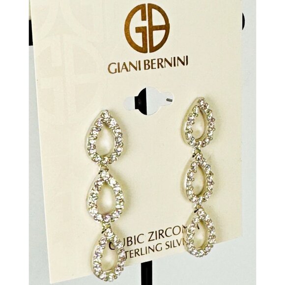 Giani Bernini CZ Drop Earrings 18k Gold-Plated Sterling Silver NWT $100 MSRP - Picture 6 of 10